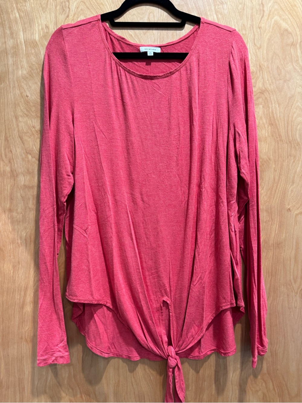 Max Studio Coral Long Sleeve Knot Front Top